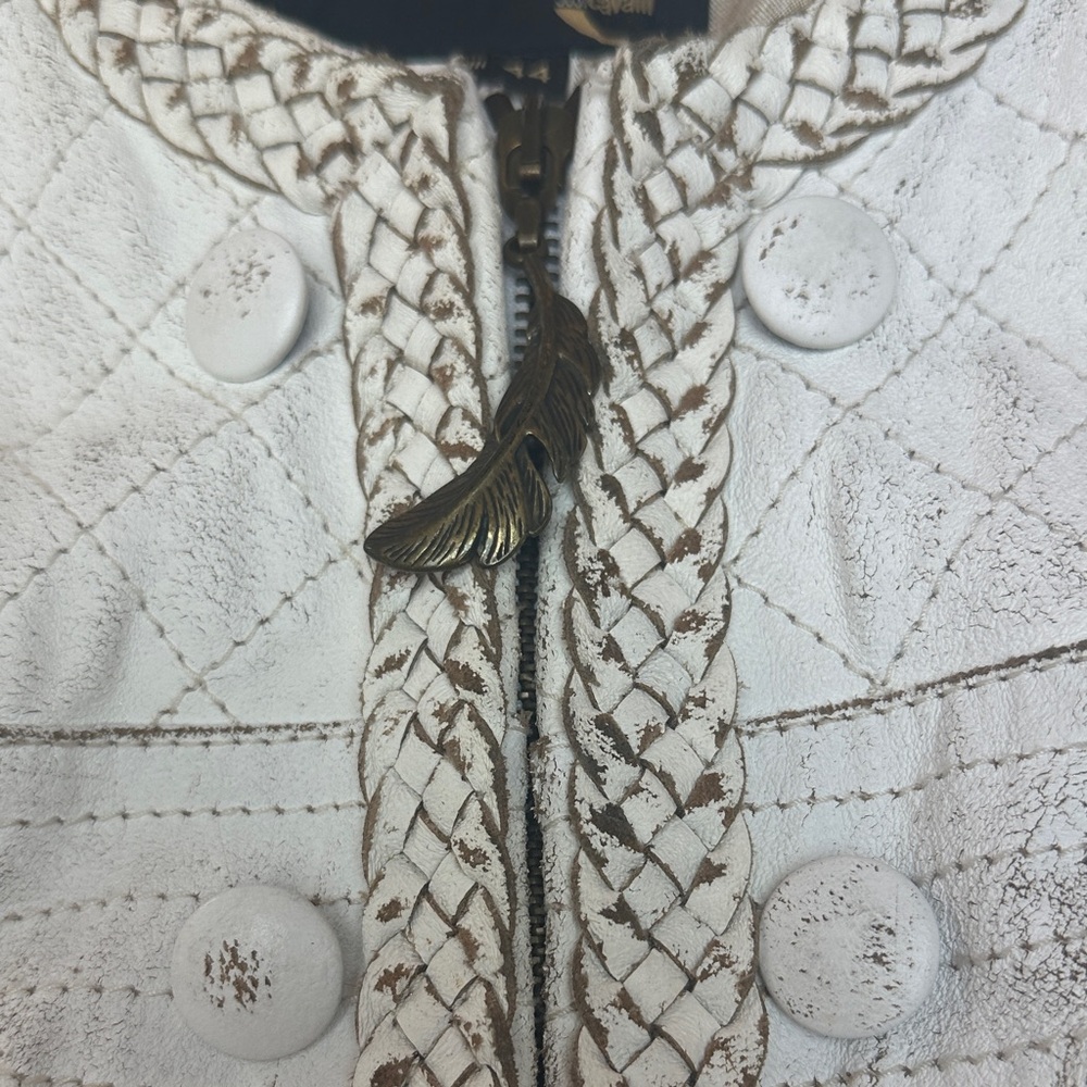 Just Cavalli Genuine Leather Quilted Jacket with Braided Trim – Luxury Designer - Picture 6 of 16